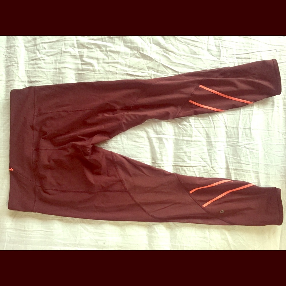 Red 7/8 lululemon leggings size 10